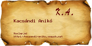 Kacsándi Anikó névjegykártya
